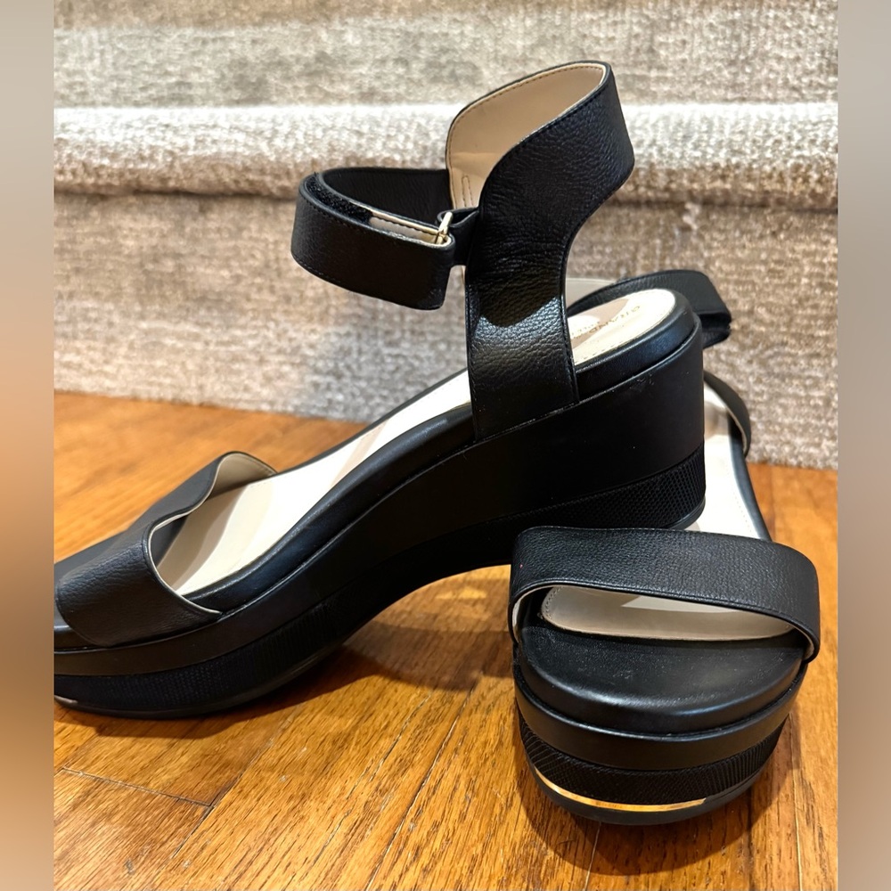 Cole Haan Black Leather Ankle-Strap platform Sandals - Picture 3 of 10